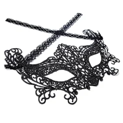 Venetiansk øjenmaske i blonder - blondermaske Bal Masked Halloween sort