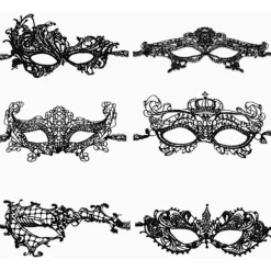 Venetiansk Maske, 6 Stykker Maskeradebal Maske Blonder Maske Venetiansk Maskerade Maske Sexet Blonder Maske til Aftenfest Prom Ballet