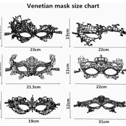 Venetiansk maske, 6 stykker maskeradebalmaske blondemaske venetiansk maskerade maske sexet blondemaske til aftenfest ballet
