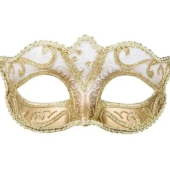 Venice Felina øjenmaske, guld, elastik, ornamenter, maskebal, Venedig, karneval, temafest, kostume