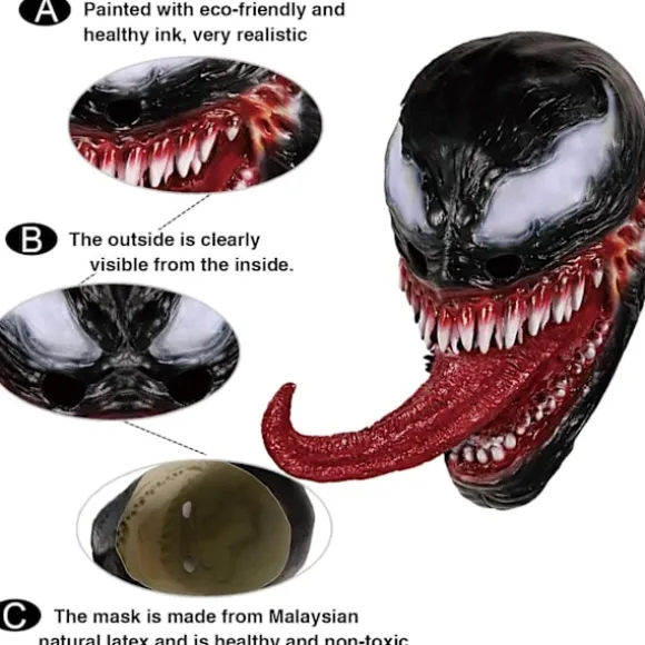Venom Maske Latex Maske Cosplay Lang Tunge Cosplay Julefilm-FF-