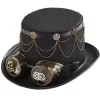 Victorian Punk Kranie Briller Gotisk Hat Læder Reb Gear Kæde Høj Hat Steampunk Hat Halloween Hat til Performance Prop