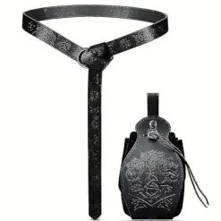 Vikinge stil middelalderbælte med taske til Halloween kostumer black 1