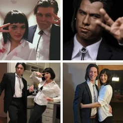 Vincent Vega paryk til mænd med 1 halskæde, kort sort