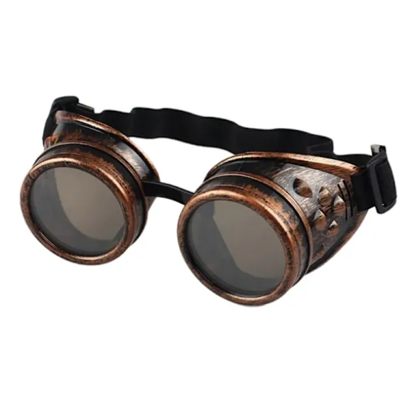 Vintage Victorian Steampunk Goggles Briller Svejsning Gothic Cosp Red Bronze One Size