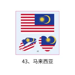 VM Vandtæt og Miljøbeskyttelse Verdensflag Ansigts-tatoveringsmærkater Sportsspil Heppekor Tatoveringsmærkater 43 Malaysia 60*60mm