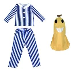 Voksen Bananer i pyjamas Kostume Blå Hvid Stribet Trøje Bukser Med Bananhoved Mænd Kvinder rty Kostume Halloween Bedste Valg Blå Hvid Blå hvid Blue white/NC/ XL Blue white | Fyndiq