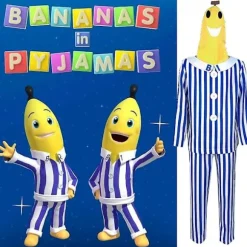 Voksen Bananer i pyjamas Kostume Blå Hvid Stribet Trøje Bukser Med Bananhoved Mænd Kvinder Party Kostume Halloween Bedste Valg Blå Hvid Blå hvid Blue white Blue white L | Fyndiq