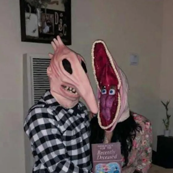 Voksen Beetlejuice Barbara Og Adam Monster Maske Par Halloween Sjove Kostumer A A