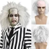 Voksen Beetlejuice Einstein Hvid Ikonisk Krøllet Hår Halloween Paryk, CJY