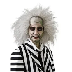 Voksen Beetlejuice Einstein Hvid Ikonisk Krøllet Hår Halloween Paryk, CJY