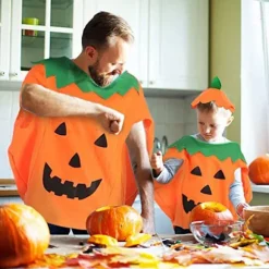 Voksen Halloween Græskarkostume Sæt Græskar Poncho L