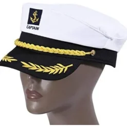 Voksen Kaptajn Hat Yachting Båd Sømand Admiral Kostume Hvid, One Size