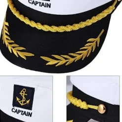 Voksen Kaptajn Hat Yachting Båd Sømand Admiral Kostume Hvid, One Size