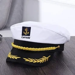 Voksen Kaptajn Hat Yachting Båd Sømand Admiral Kostume Hvid, One Size[JUN]