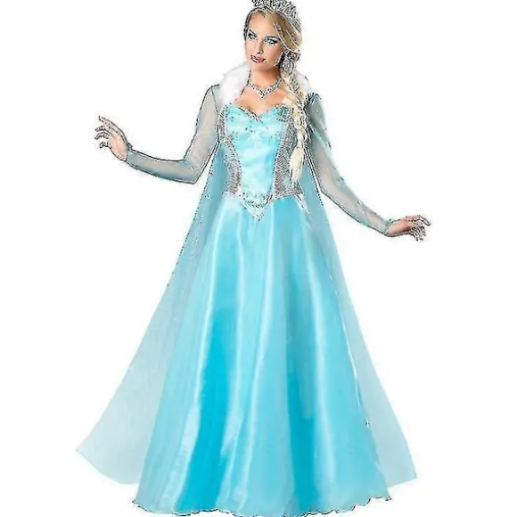 Voksen kvinde prinsesse Elsa kostume til jule-cosplay S