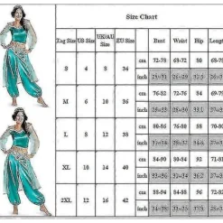 Voksen Kvinder Aladdin Alibaba Jasmine Prinsesse Cosplay Kostume Outfit Sky Blue L