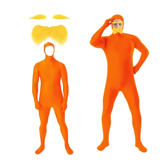 Voksen Lorax Kostumesæt (Bodysuit + Skæg) - Perfekt til Halloween & Cosplay Fester M