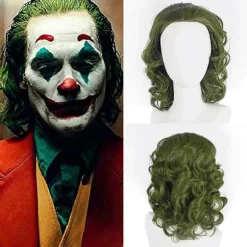 Voksen Mænd Joker Paryk Halloween Cosplay Kort Bølget Hår Grøn (FMY) GREEN