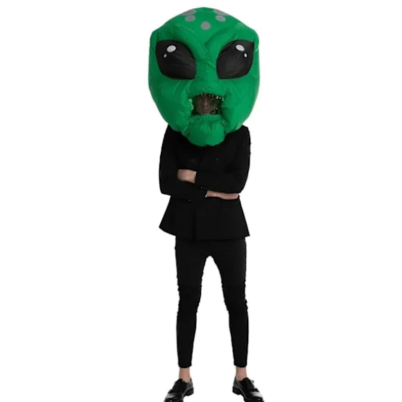 Voksen oppustelig kostume Alien Dinosaur Skull Hoved Green
