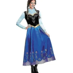 Voksen Prinsesse Anna Elsa Kostume Jul Cosplay Fancy Dress Outfit Anna-XF7- Anna S