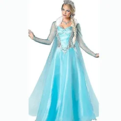 Voksen Prinsesse Anna Elsa Kostume Julekostume Fancy Dress Outfit Elsa L