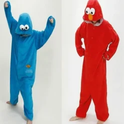 Voksen Sesamgade Cookie Monster Elmo Kostume Rød-FA- Rød S Red S
