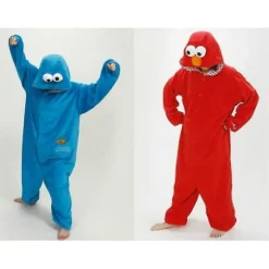 Voksen Sesamgade Cookie Monster Elmo Kostume Blue-FA- Blue M