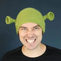 Voksen Shrek Hat med Ører - Sjovt Rollespilsrekvisit Kostumehat, Velegnet til Halloweenfest, Tegneseriefigur Hovedbeklædning