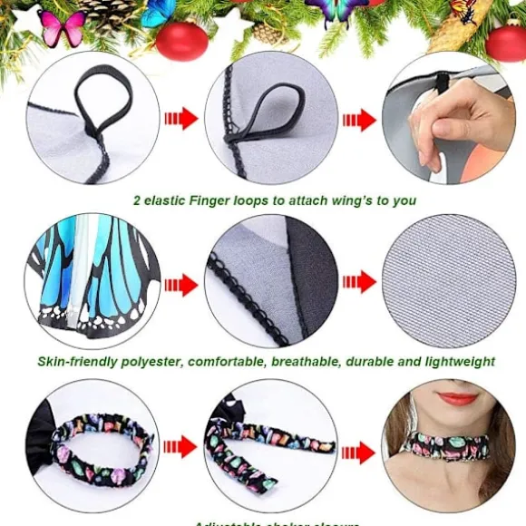 Voksen Sommerfuglevinger Kappe 168 * 140cm Voksen Sommerfugl Kostume Polyester Sommerfuglevinger Kappe Voksen Karnevalskostume Farverig til Halloween, Jul, | Fyndiq