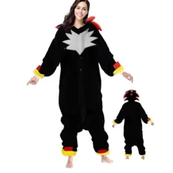 Voksen Sonic Pyjamas Tegneserie Hjemmetøj Dyr Pyjamas Varme Sort Sonic black Sonic XL
