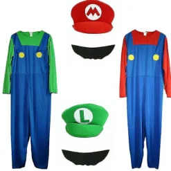 Voksen Super Mario og Luigi Maskeraddrægt VVS-brødre Halloween Kostume Grøn Luigi Green Luigi L