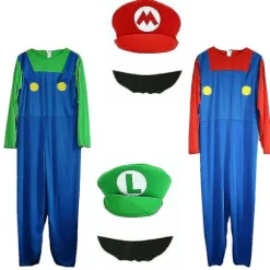 Voksen Super Mario og Luigi Fancy Dress VVS-brødre Halloween Kostume. Green Luigi M