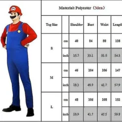 Voksen Super Mario og Luigi Fancy Dress VVS-brødre Halloween Kostume. Green Luigi M