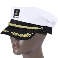 Voksen Yacht Båd Skib Sailor Kaptajn Kostume Hat Cap Navy Marine Admiral Broderet Kaptajnens Cap (hvid)