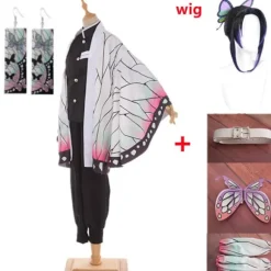 Voksne Børn Anime Demon Slayers Kimetsu no Yaiba Kochou Shinobu Cosplay Kostume Kimono Halloween Tøj Pink XL