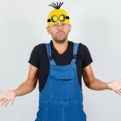 Voksne Børn Cosplay Minions Kostume Hat Handsker Briller Maskerade Jul B Sæt (Overall+Hat+Briller+Handsker) B Sæt (Jumpsuit+Hat+Briller+Handsker)-FM- 110CM B Set (Jumpsuit+Hat+Glasses+Gloves ) | Fyndiq