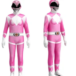 Voksne børn Power Rangers Mighty Morphin Cosplay Jumpsuit Party Fancy kostume Pink 180
