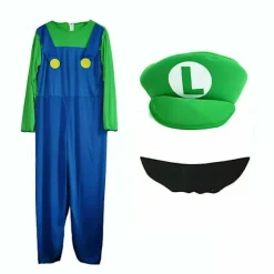 Voksne mænd Super Mario Bros. Fancy Dress Kostume Cosplay Kostume W Green S