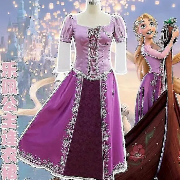 Voksne Piger Rapunzel Karneval Halloween Fest Fancy Kjole Cosplay Kostume Filtret Rapunzel Prinsesse Kostume Til Kvinder Lilla kun paryk only wig XXL | Fyndiq