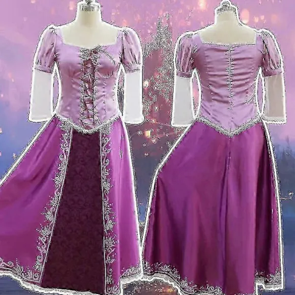 Voksne Piger Rapunzel Karneval Halloween Fest Fancy Kjole Cosplay Kostume Filtret Rapunzel Prinsesse Kostume Til Kvinder Lilla kun paryk only wig XXL | Fyndiq