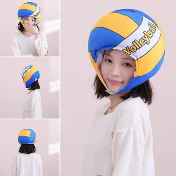 Volleyball Plys Hat Ekstra Blød Realistisk Udseende Bedårende Vaskbar Fuld Fyldt Dekorativ Ikke-Falming Nyhed Volleyball Plys Hat Cosplay Hovedbeklædning | Fyndiq