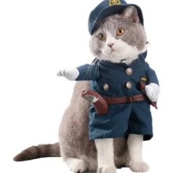 Vunny kæledyrskostume, kæledyrskostume Kat og hund Cosplay Police Sjovt kostume Cool politikostume med hat Kat og hund(e)
