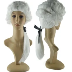 Washington Advokat Krøllet Paryk Kolonial Paryk Kostume Pudret Paryk 1700-tals Cosplay Parykker Halloween Fest Parykker Voksne Gaver Hvid, CJY