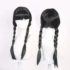 Wednesday Addams Kostume Nevermore Academy Børn Voksen Uniform Kjole Kostume Cosplay Kun Paryk{FY} Only Wig One Size