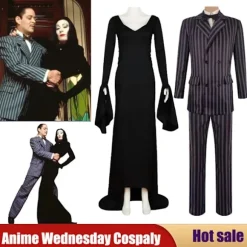 Wednesday Addams Kostume Morticia Maxikjole Langærmet Herr Gomez Cosplay Damekostume Women Costume XXL Women Costume XXL