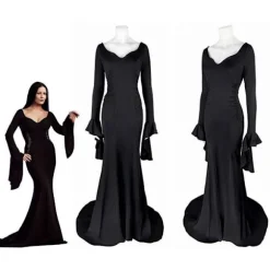 Wednesday Addams Kostume Morticia Maxikjole Langærmet Herr Gomez Cosplay Damekostume Women Costume XXL Women Costume XXL