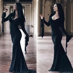 Wednesday Addams Kostume Morticia Maxikjole Langærmet Herr Gomez Cosplay Damekostume Women Costume XXL Women Costume XXL
