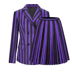 Wednesday Addams Nevermore Academy Cosplay Kostumesæt til børn og voksne [JSR] Purple Set(No Wig and Hand) Kids L(8-9Years)