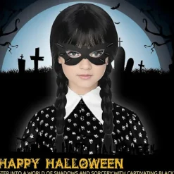 Wednesday Addams paryk til børn og kvinder, Addams sort lang flettet{ee}